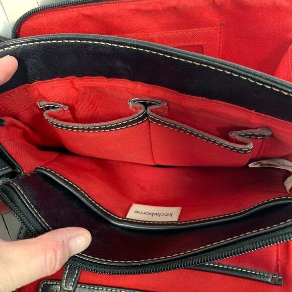 Liz Claiborne Get Organized Multifunction Crossbody Bag Black Faux Leather - Picture 7 of 16